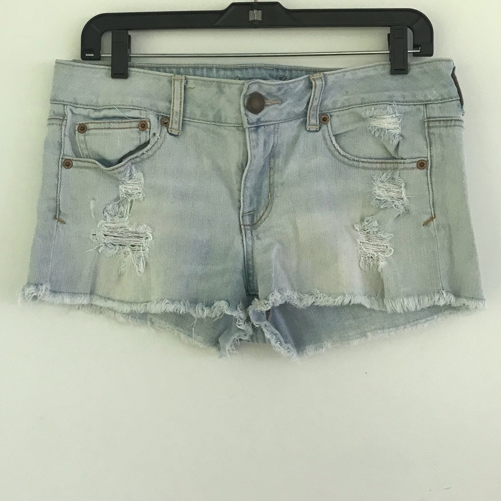 American Eagle Light Wash Distressed Denim Women’s Shorts - Casual Summer Style